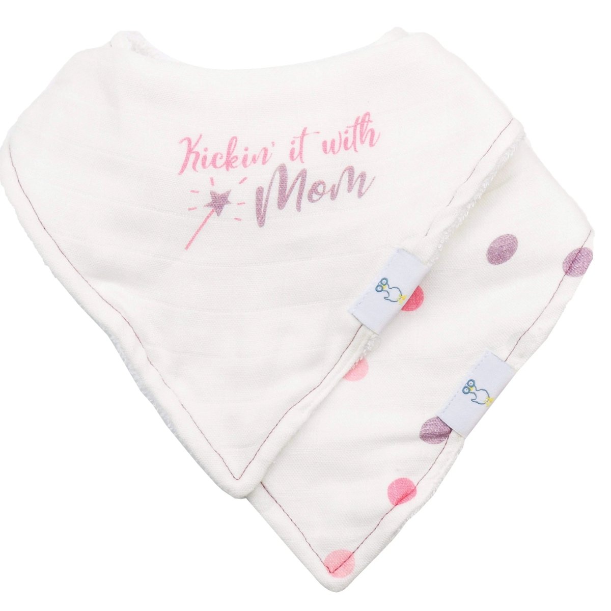 Mom and Dots 2 Pack Muslin & Terry Cloth Bib Set - Everetts Place