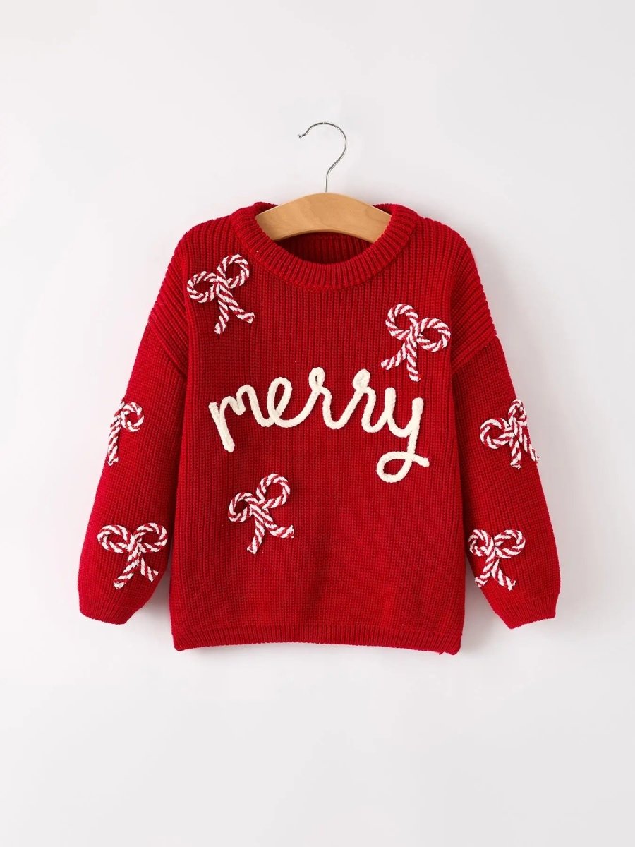 Rylee Faith Designs Mom And Me Winter Christmas Red Merry Pullover Sweater - Everetts Place Boutique - 