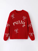 Rylee Faith Designs Mom And Me Winter Christmas Red Merry Pullover Sweater - Everetts Place Boutique - 