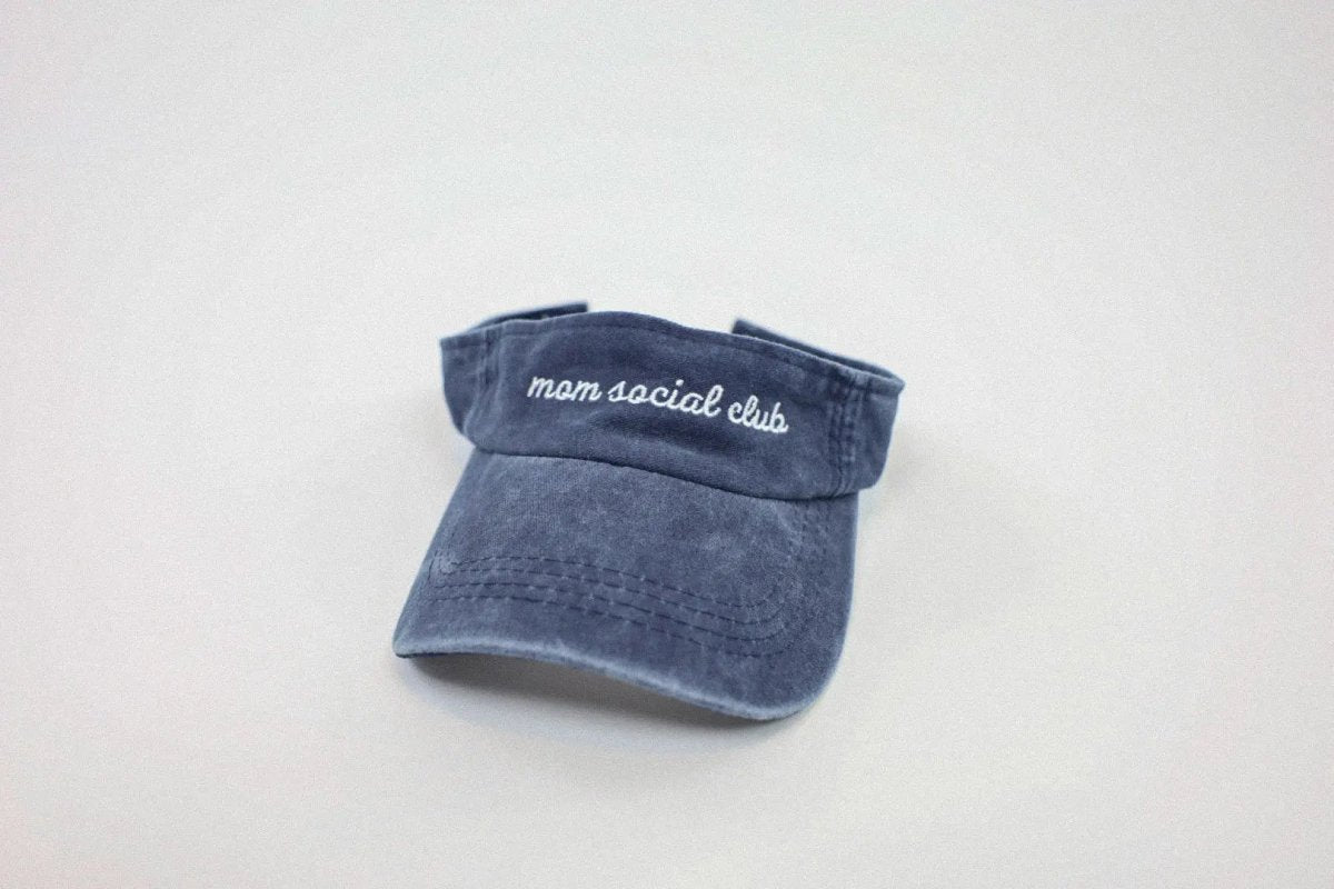 Charlie Lou Baby Mom Social Club Visor Vintage Blue Sun Hat For Summer - Everetts Place Boutique - 
