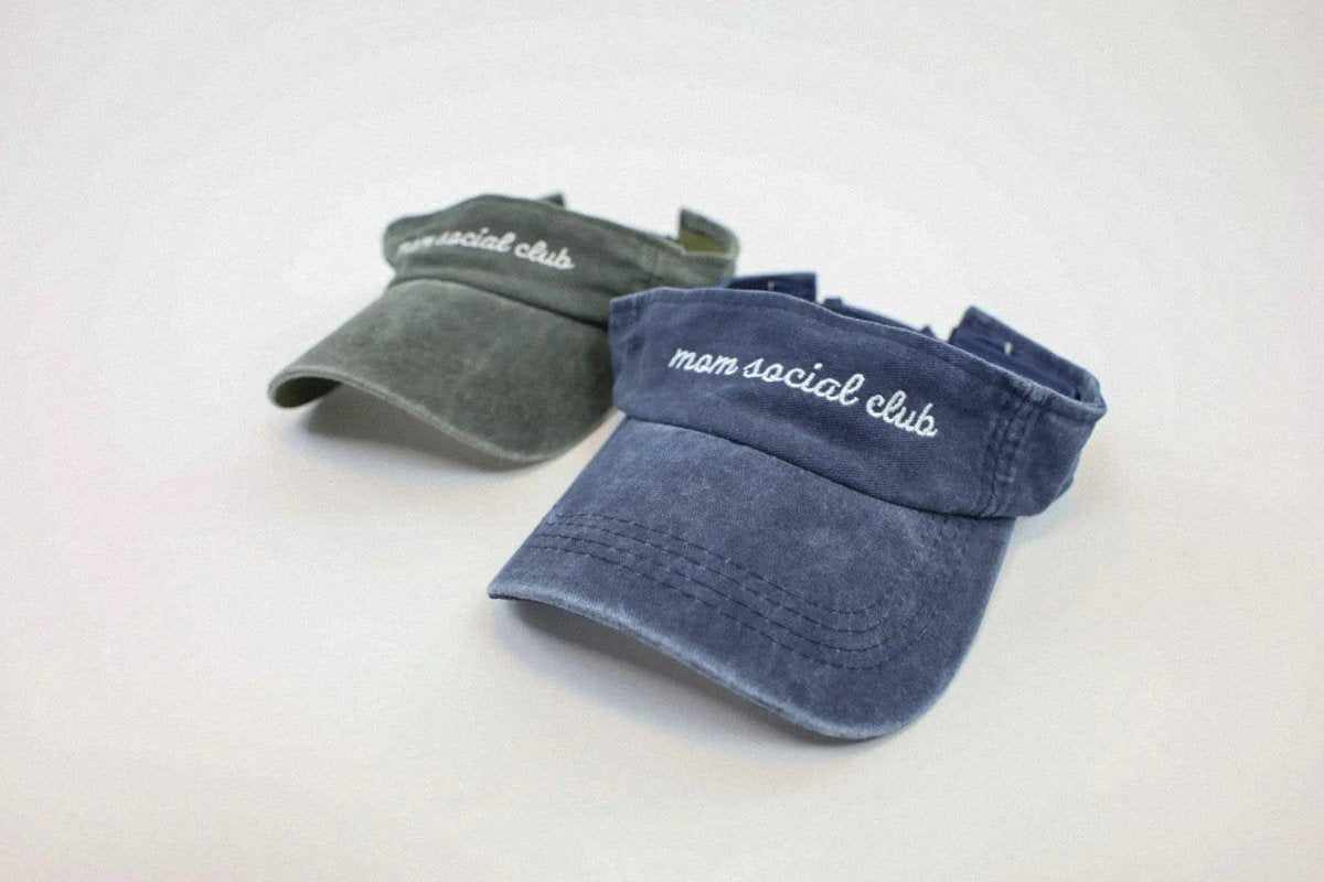 Charlie Lou Baby Mom Social Club Visor Vintage Blue Sun Hat For Summer - Everetts Place Boutique - 