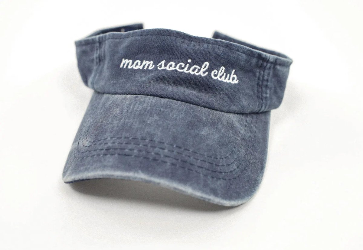 Charlie Lou Baby Mom Social Club Visor Vintage Blue Sun Hat For Summer - Everetts Place Boutique - 
