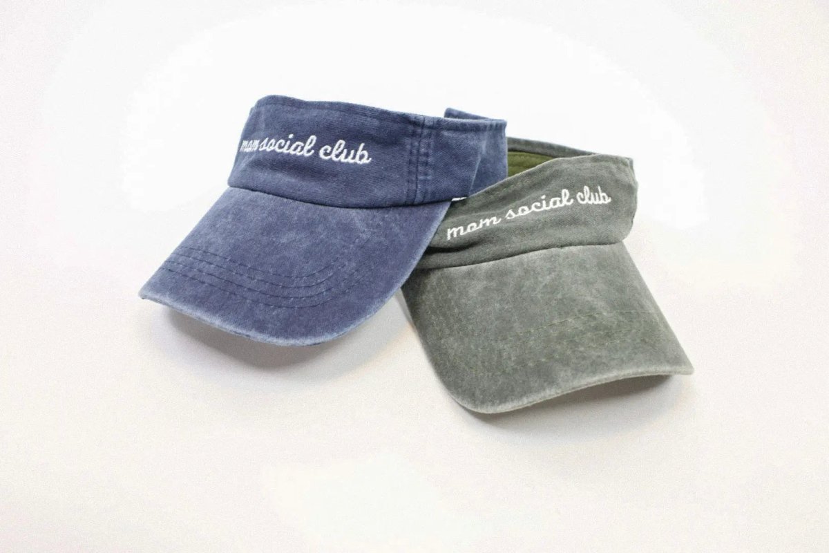 Charlie Lou Baby Mom Social Club Visor Vintage Blue Sun Hat For Summer - Everetts Place Boutique - 