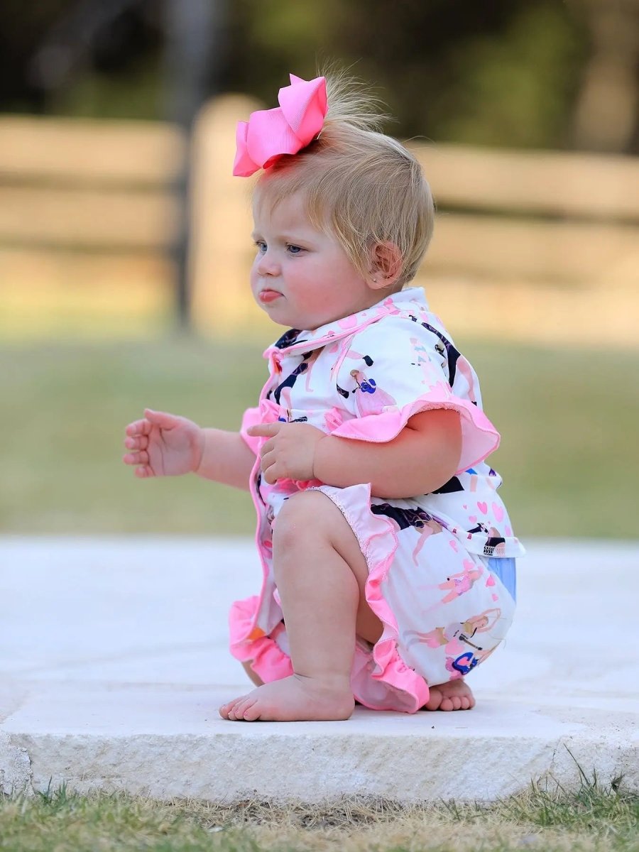 Rylee Faith Designs Mommy And Me Girls Pink Ruffle Short Sleeve Pajama Set - Everetts Place Boutique - 