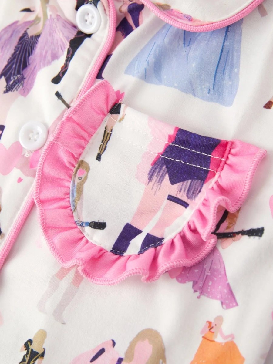 Rylee Faith Designs Mommy And Me Girls Pink Ruffle Short Sleeve Pajama Set - Everetts Place Boutique - 