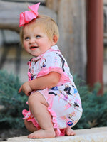 Rylee Faith Designs Mommy And Me Girls Pink Ruffle Short Sleeve Pajama Set - Everetts Place Boutique - 