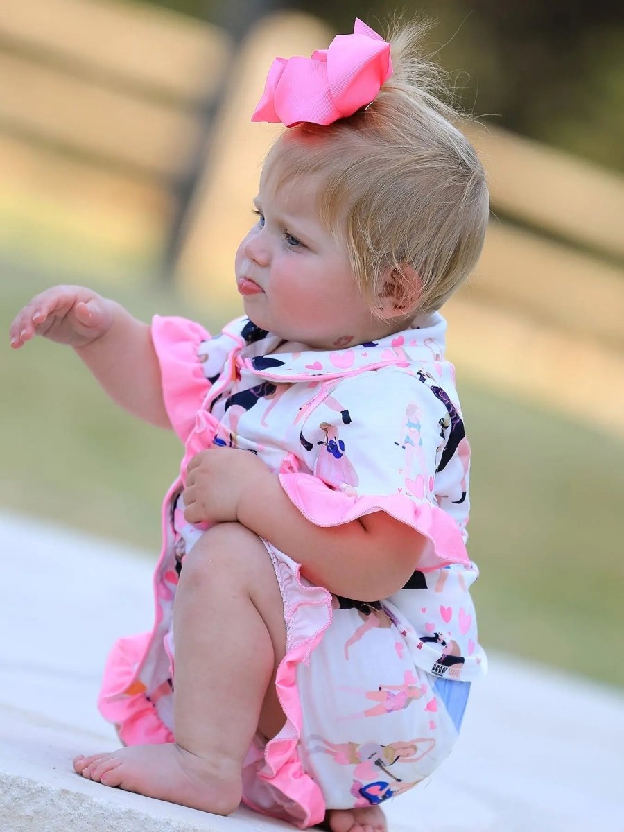 Rylee Faith Designs Mommy And Me Girls Pink Ruffle Short Sleeve Pajama Set - Everetts Place Boutique - 