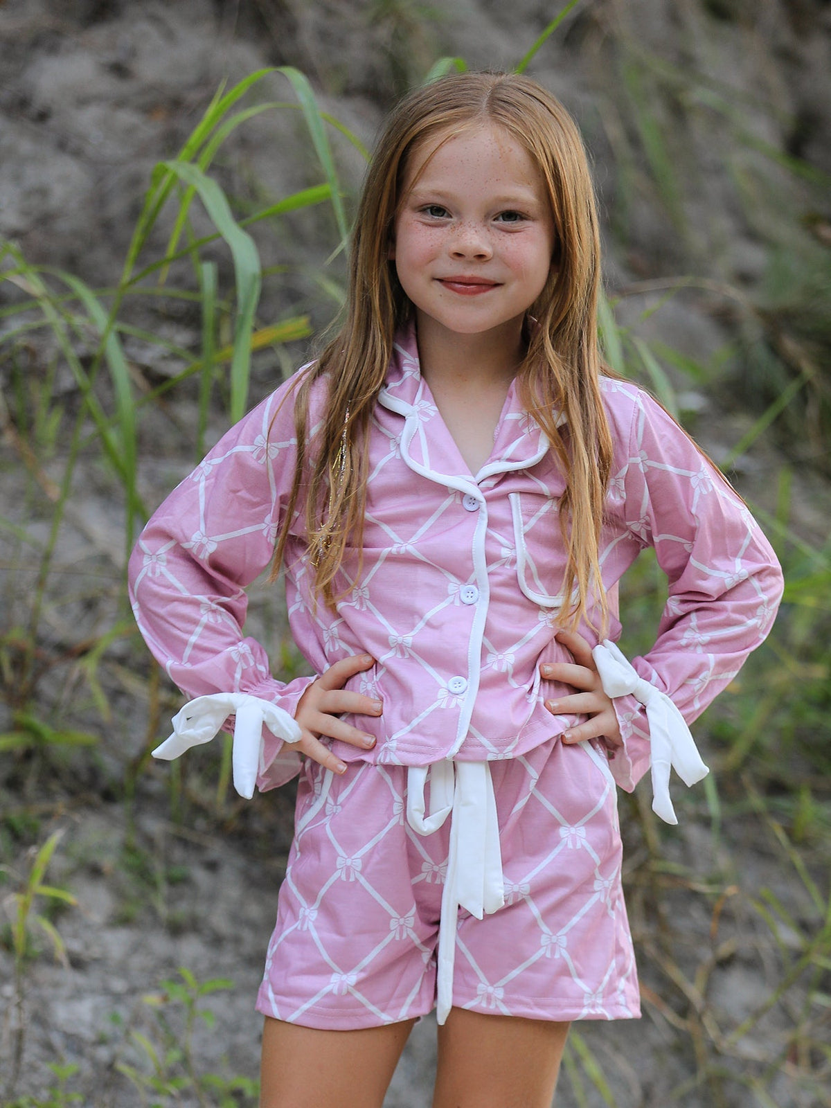 Rylee Faith Designs Mommy & me Autumn Check Bow Girls Lapel PajamasEveretts Place