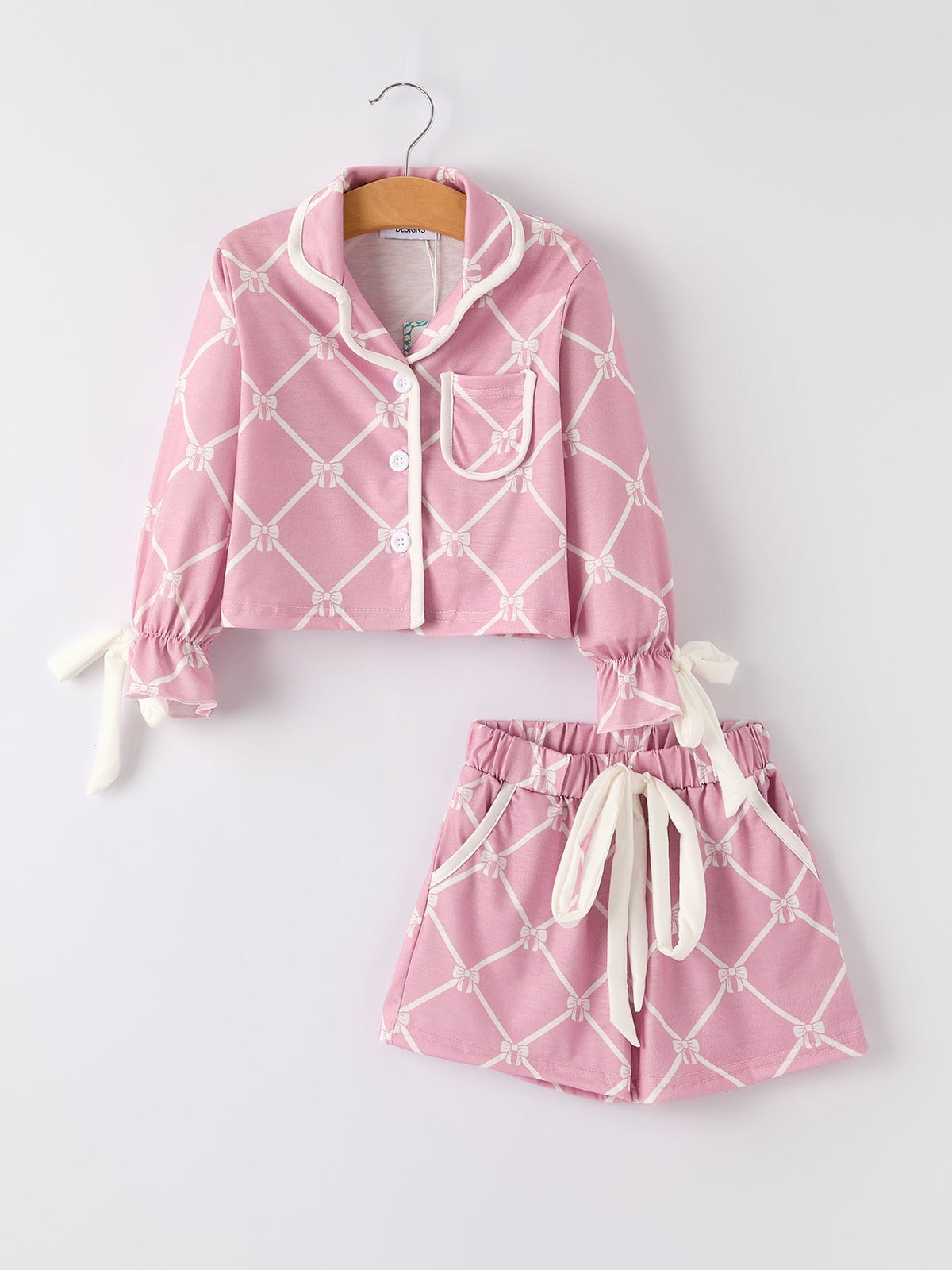 Rylee Faith Designs Mommy & me Autumn Check Bow Girls Lapel PajamasEveretts Place