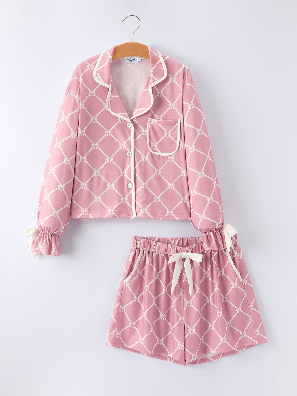 Rylee Faith Designs Mommy & me Autumn Check Bow Girls Lapel PajamasEveretts Place