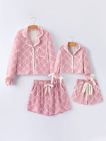 Rylee Faith Designs Mommy & me Autumn Check Bow Girls Lapel PajamasEveretts Place