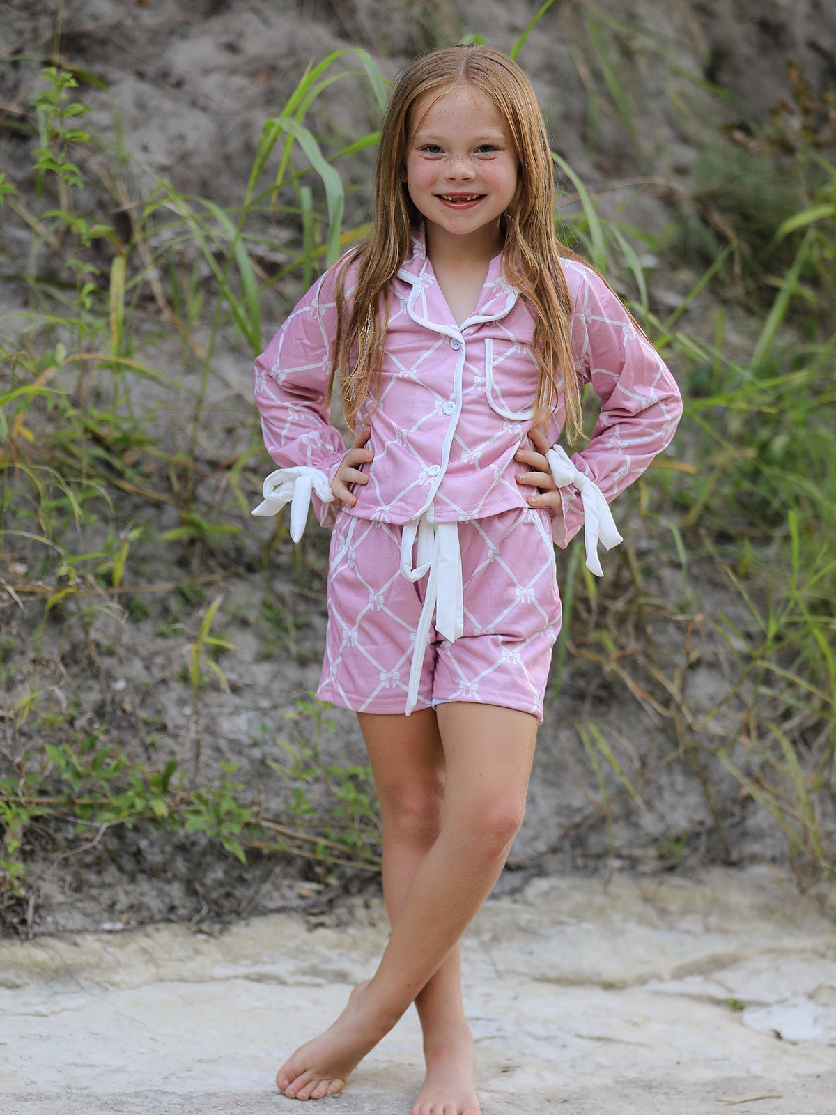 Rylee Faith Designs Mommy & me Autumn Check Bow Girls Lapel PajamasEveretts Place