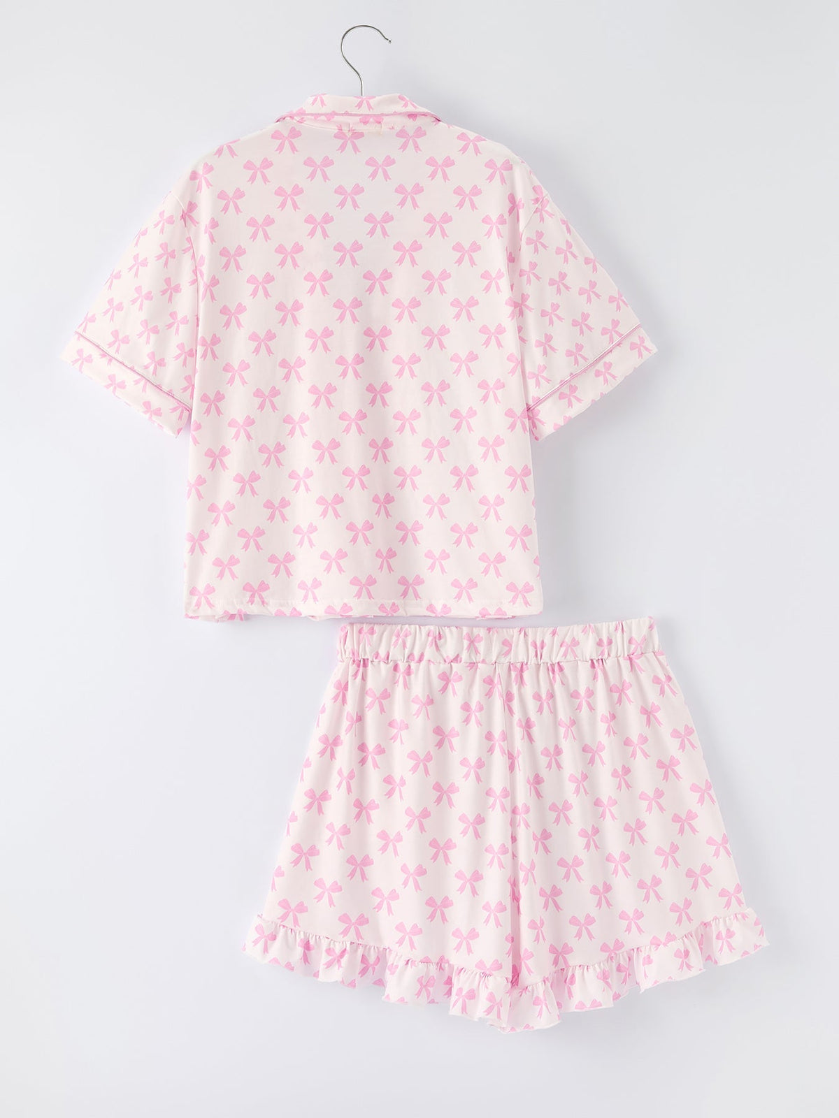 Rylee Faith Designs Mommy & Me Pink Bow Print Ruffle Pajama SetEveretts Place