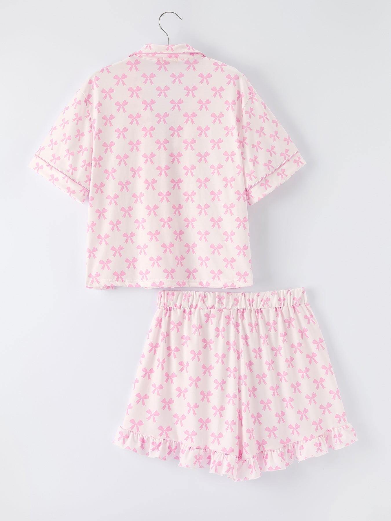Rylee Faith Designs Mommy & Me Pink Bow Print Ruffle Pajama SetEveretts Place