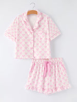 Rylee Faith Designs Mommy & Me Pink Bow Print Ruffle Pajama SetEveretts Place