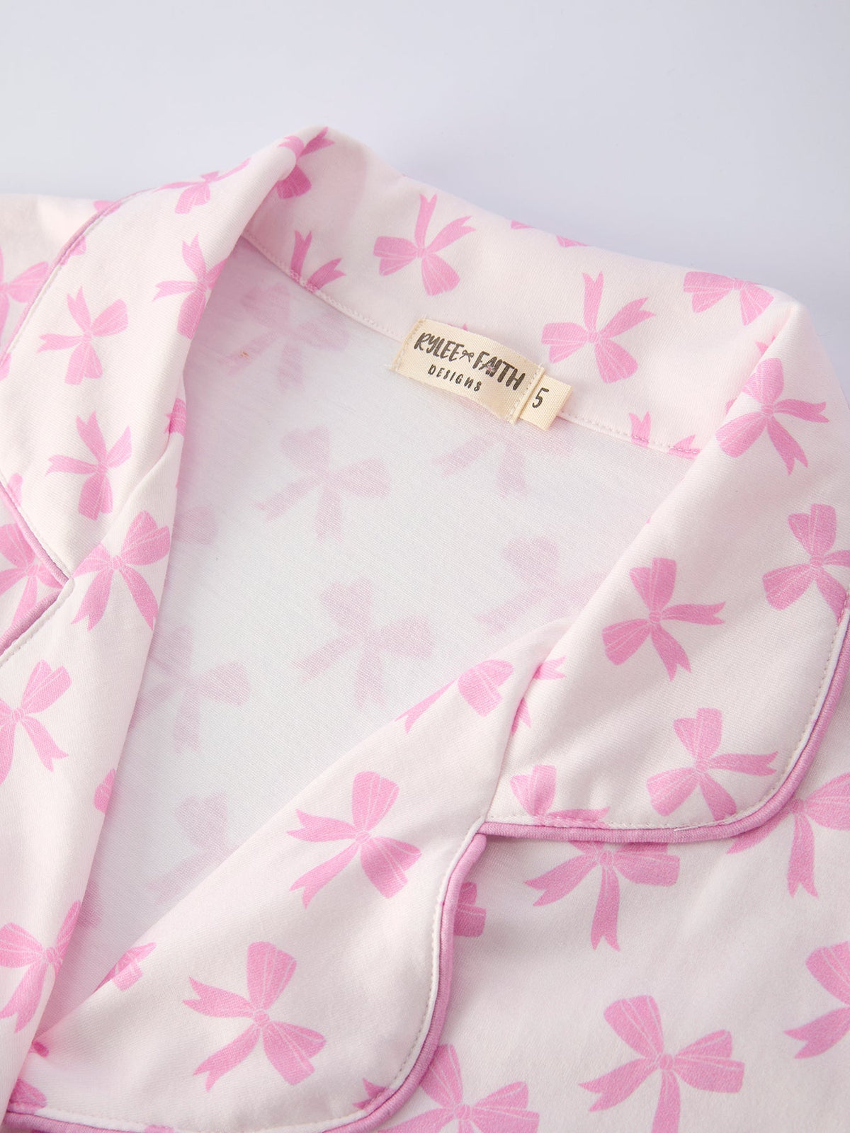 Rylee Faith Designs Mommy & Me Pink Bow Print Ruffle Pajama SetEveretts Place
