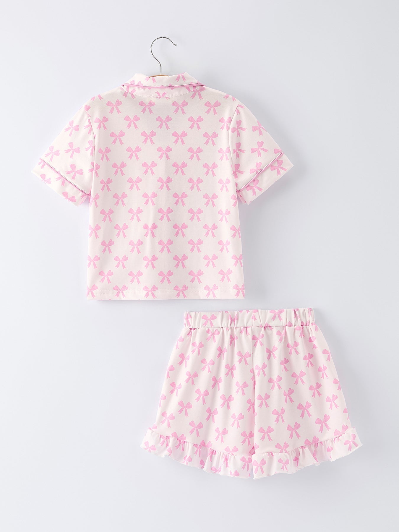 Rylee Faith Designs Mommy & Me Pink Bow Print Ruffle Pajama SetEveretts Place