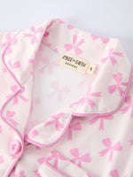Rylee Faith Designs Mommy & Me Pink Bow Print Ruffle Pajama SetEveretts Place