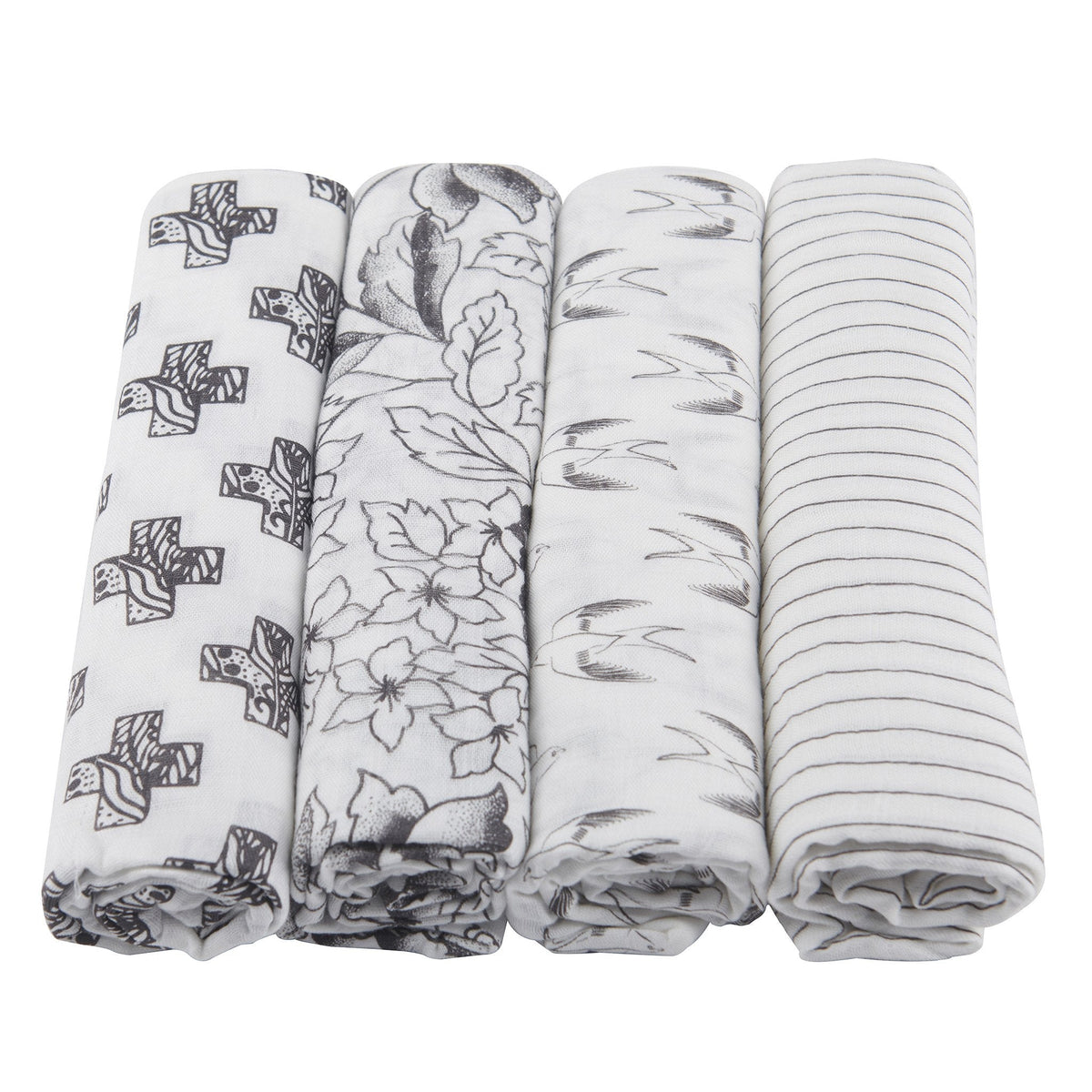 Newcastle Classics Monochrome Bamboo Muslin Swaddle 4 - Pack | Newcastle ClassicsEveretts Place