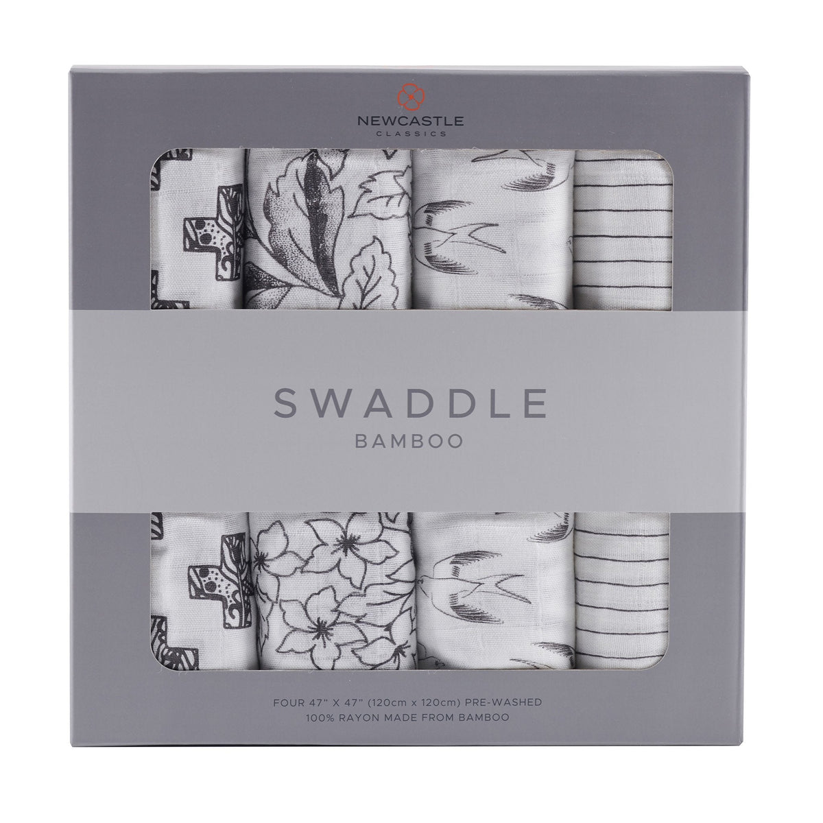 Newcastle Classics Monochrome Bamboo Muslin Swaddle 4 - Pack | Newcastle ClassicsEveretts Place