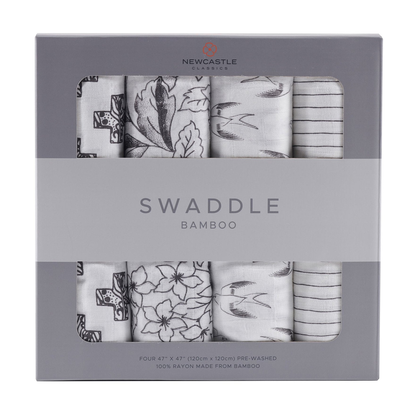 Newcastle Classics Monochrome Bamboo Muslin Swaddle 4 - Pack | Newcastle ClassicsEveretts Place