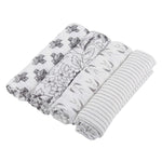 Newcastle Classics Monochrome Bamboo Muslin Swaddle Blankets for Newborn Baby Comfort - 