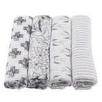 Newcastle Classics Monochrome Bamboo Muslin Swaddle Blankets for Newborn Baby Comfort - 