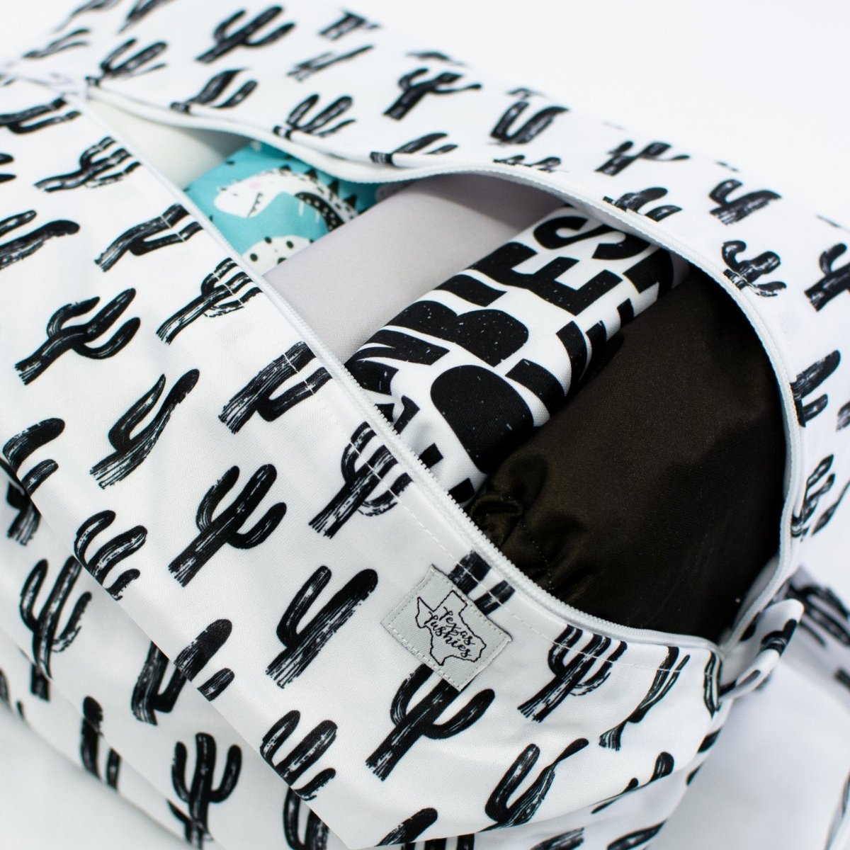 Texas Tushies Monochrome Cacti Diaper Pod Water Resistant for Stylish Parents - 