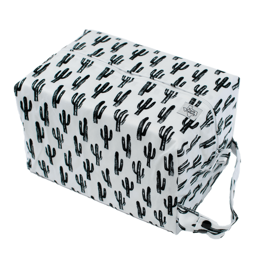 Monochrome Cacti Diaper Pod Water Resistant Double Lined Holds 8 to 10 Stuffed Diapers Texas Tushies