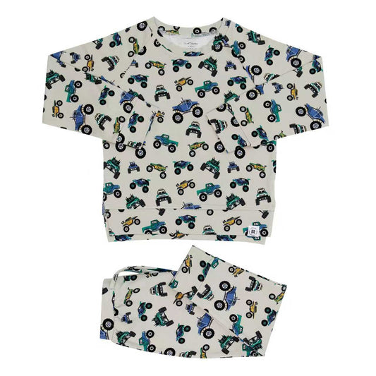 Sweet Bamboo Monster Mash Crew Neck Jogger Set Cozy Plush French Terry - Apparel & Accessories > Clothing > Baby & Toddler Clothing > Baby & Toddler Outfits Crew Neck Jogger Sets