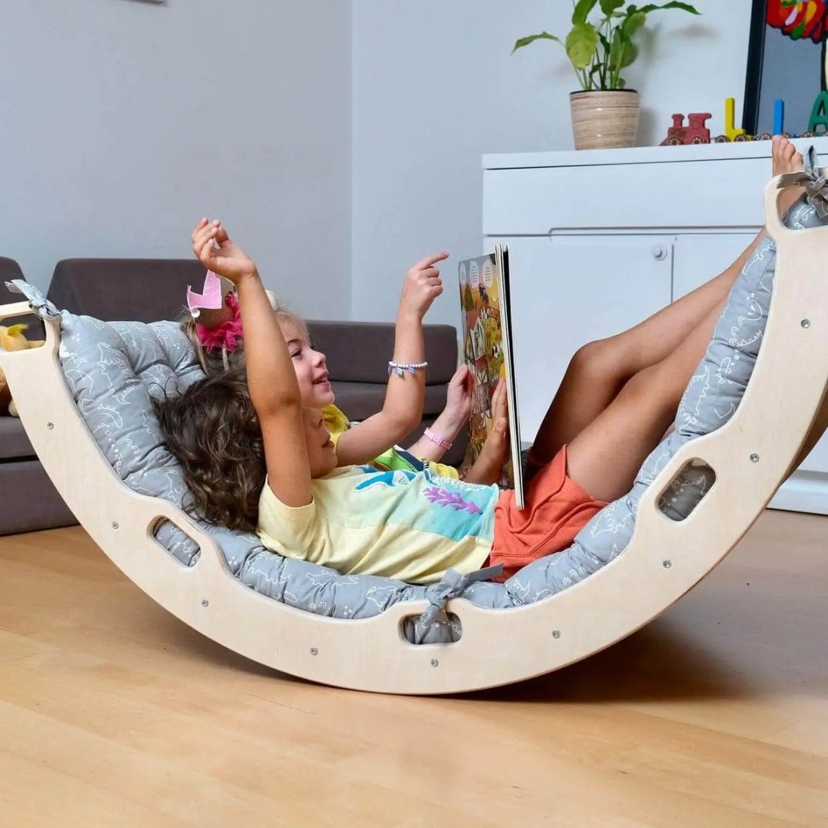 Kidodido Montessori Arch And Rocker Gray Dinosaur Pattern Pillow Set - Everetts Place Boutique - 