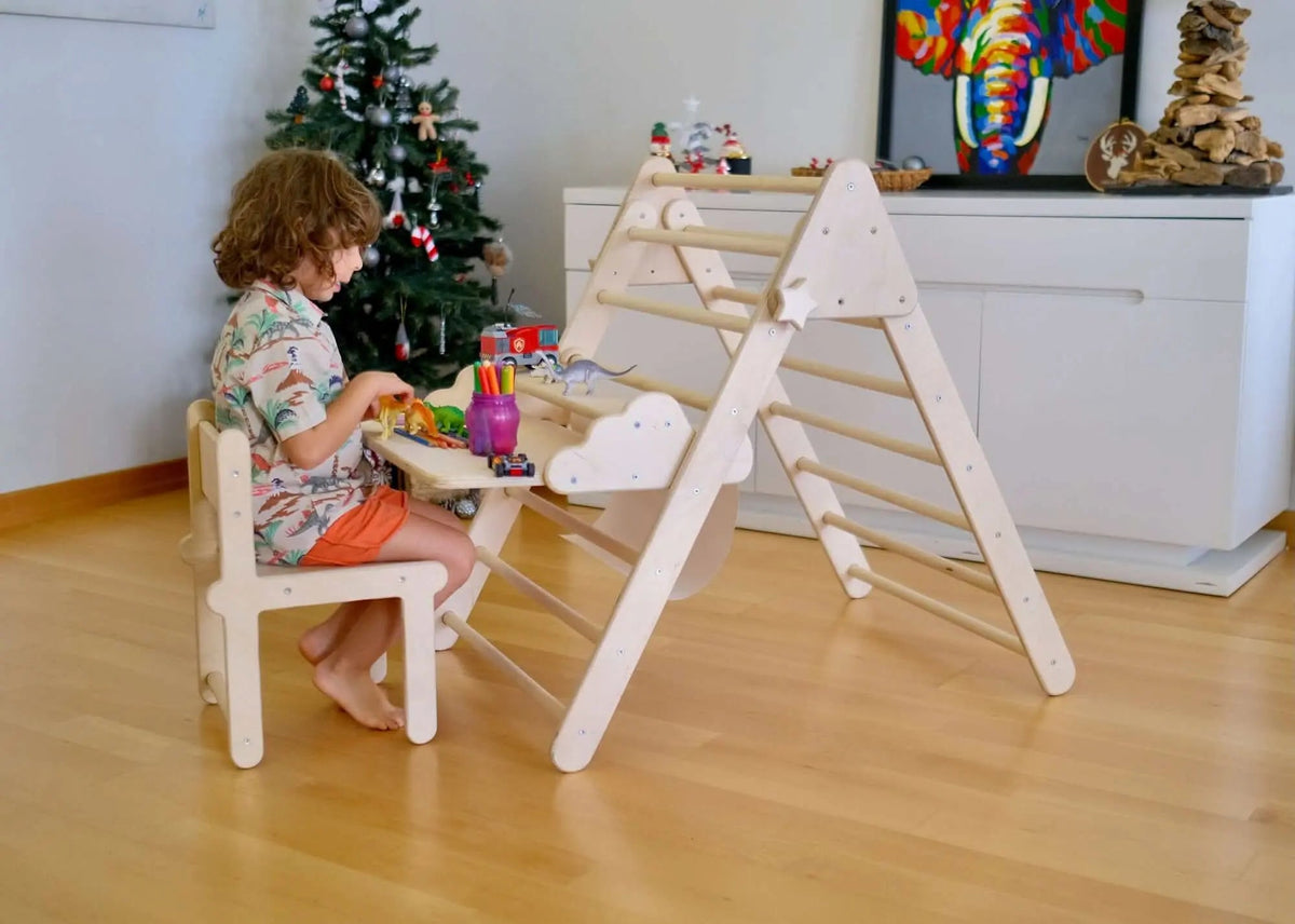 Kidodido Montessori Climbing Triangle with Table and Chair - 
