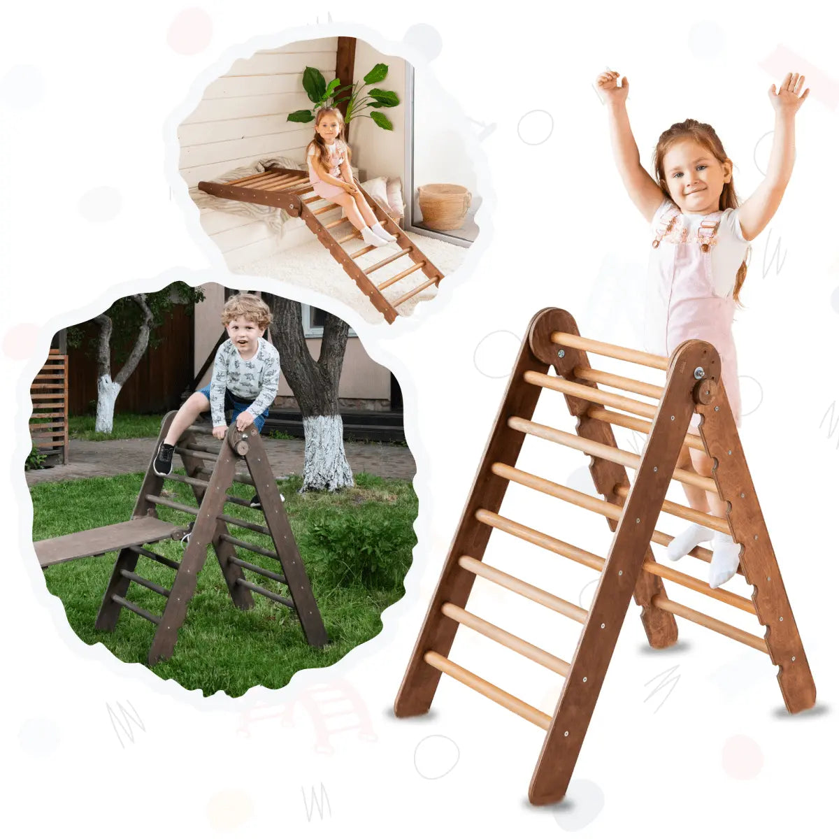 Goodevas Montessori Triangle Ladder - Handmade Climber for Kids 1 - 7 y.o. - 