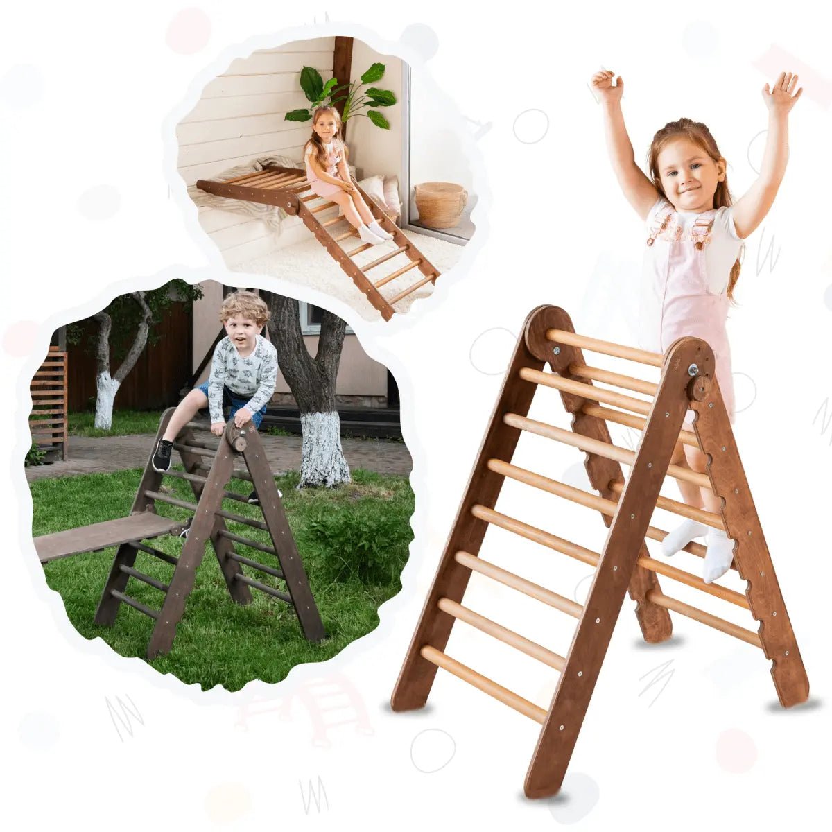 Goodevas Montessori Triangle Ladder Handmade Climber for Kids Aged 1 to 7 Years - Everetts Place Boutique - 