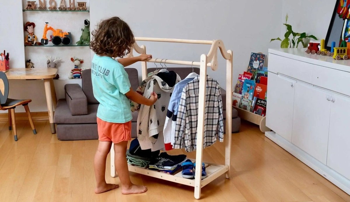 Kidodido Montessori Wooden Kids Clothing Rack Kidodido Wardrobe - Everetts Place Boutique - 