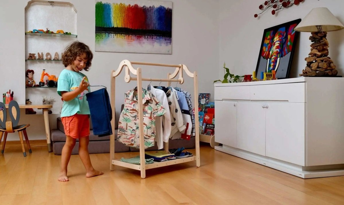 Kidodido Montessori Wooden Kids Clothing Rack Kidodido Wardrobe - Everetts Place Boutique - 