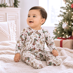 Bamboo Zipper Romper, Western Christmas Print by Tesa Babe