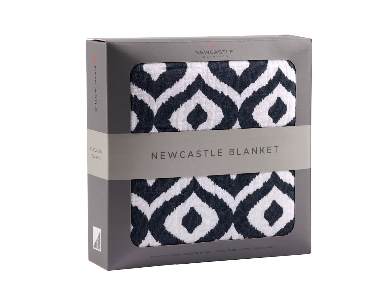 Newcastle Classics Moroccan Blue Cotton Muslin Blanket with Four Layers for Kids - 