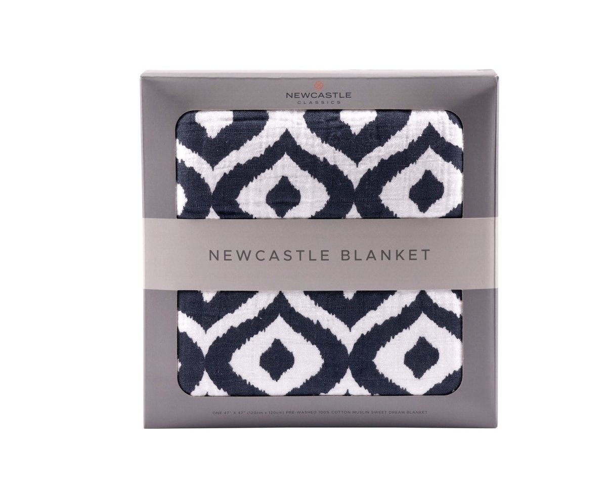 Newcastle Classics Moroccan Blue Cotton Muslin Blanket with Four Layers for Kids - 