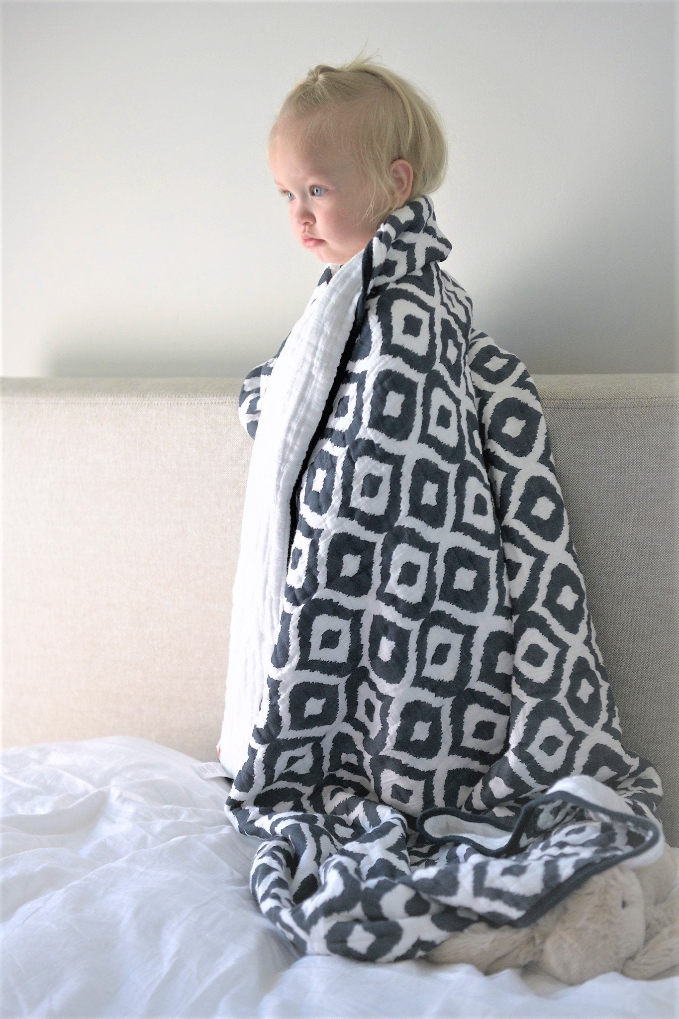 Moroccan Blue Cotton Muslin Newcastle Blanket for Kids Newcastle Classics
