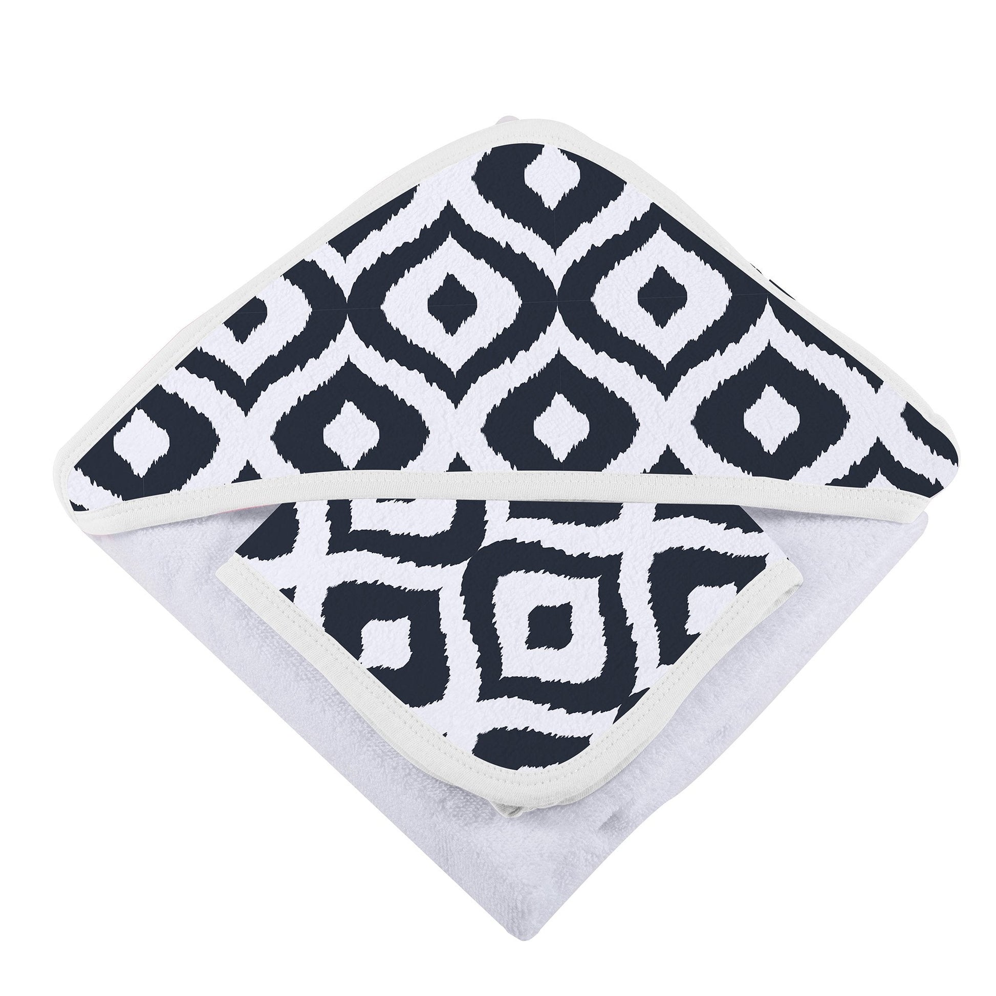 Moroccan Blue Hooded Towel and Washcloth Set for Kids in Soft Cotton Terry Newcastle Classics