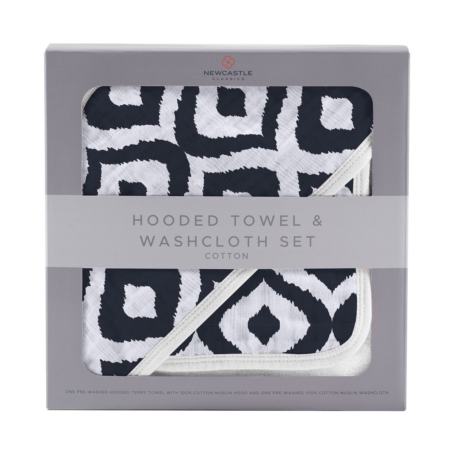 Newcastle Classics Moroccan Blue Hooded Towel Set in Soft Cotton Terry for Kids - Baby & Toddler > Baby Bathing Hooded Towel Set