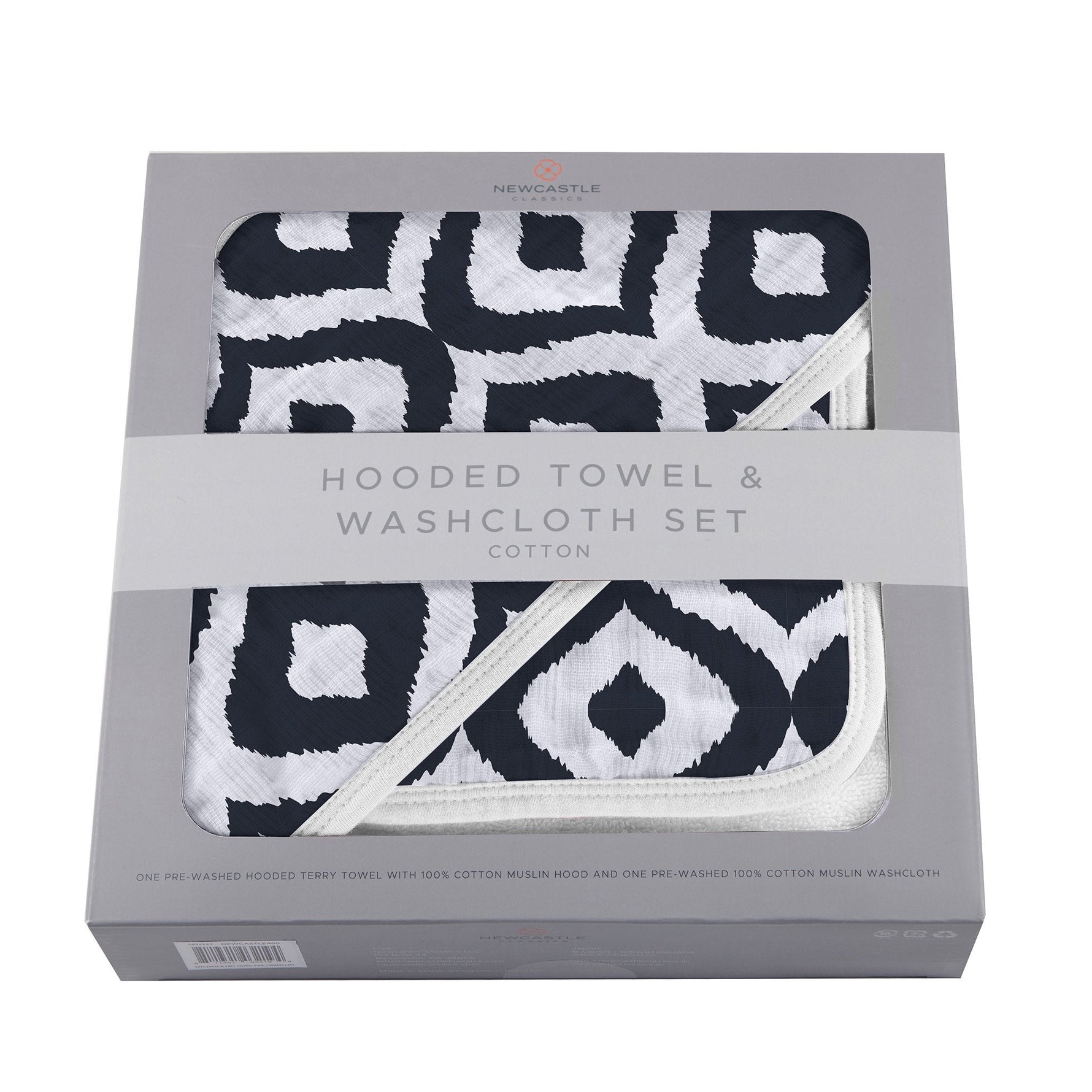 Newcastle Classics Moroccan Blue Hooded Towel and Washcloth Set