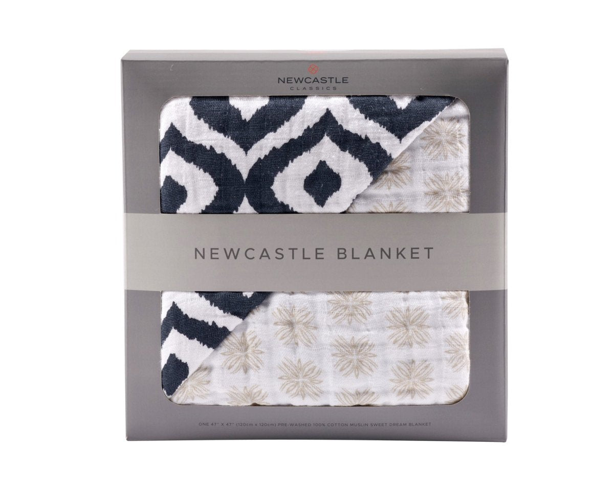 Newcastle Classics Morrocan Blue Cotton Muslin Blanket for Comfortable Baby Snuggling - 