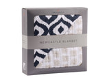 Newcastle Classics Morrocan Blue Cotton Muslin Blanket for Comfortable Baby Snuggling - 