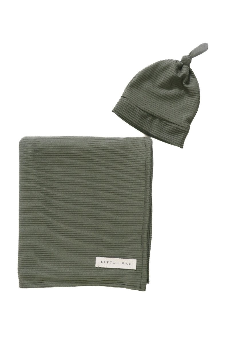 Little Mae & Co Moss Ribbed Stretch Swaddle Baby Blanket Little Mae And Co - Everetts Place Boutique - 