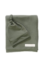 Little Mae & Co Moss Ribbed Stretch Swaddle Baby Blanket Little Mae And Co - Everetts Place Boutique - 