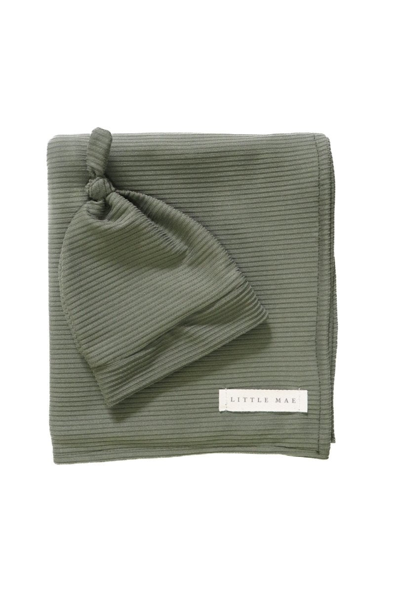 Little Mae & Co Moss Ribbed Stretch Swaddle Baby Blanket Little Mae And Co - Everetts Place Boutique - 