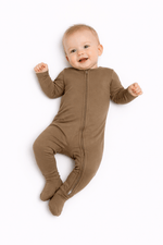 Miller & Co. Mossy Gold, Bamboo Zipper Footie - 