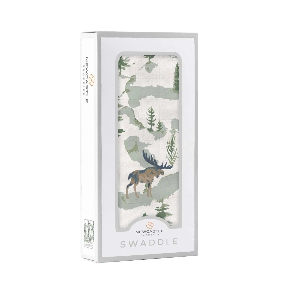 Newcastle Classics Mountain Moose Bamboo Swaddle Blanket for Newborn Comfort and Versatility - 